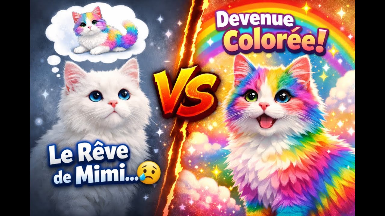 Mimi le Chat Blanc qui R&ecirc;vait d&rsquo;&ecirc;tre Color&eacute; 🌈&ndash; | Conte pour EnfantsHistoire 1   Le chat Mimi