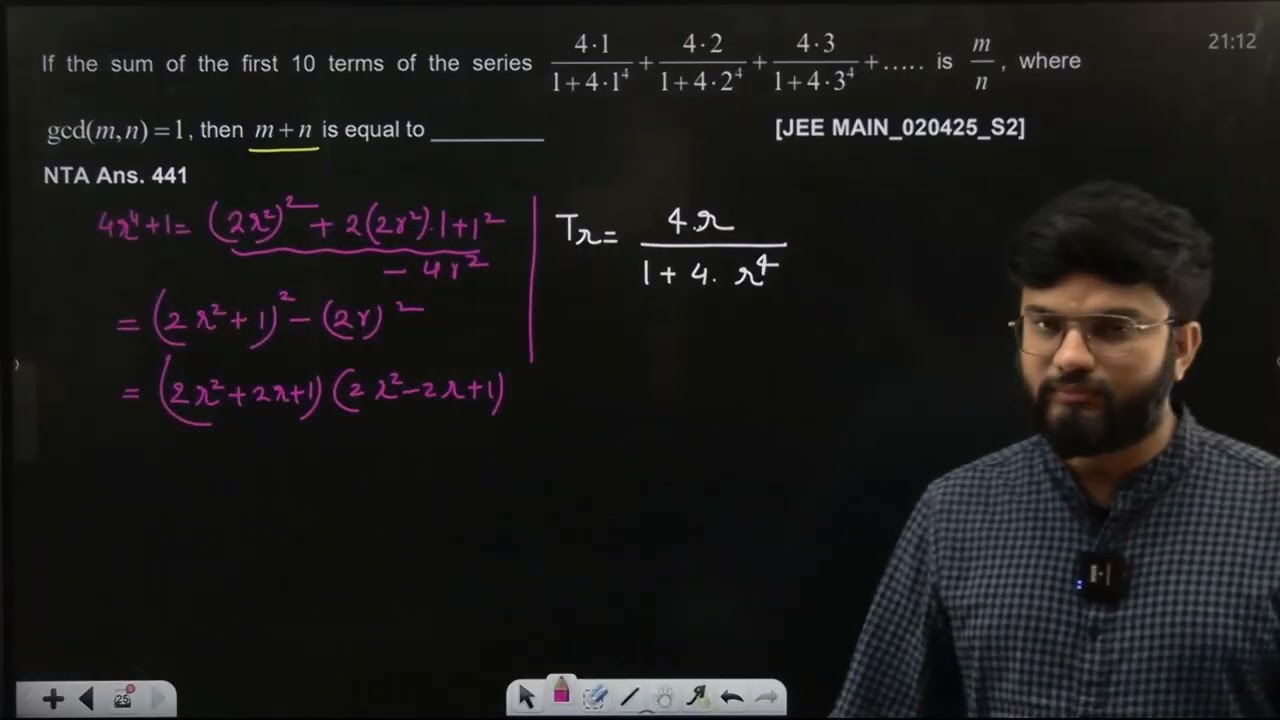 If the sum of the first 10 terms of the series 02 APR 2025 SHIFT-2 JEE MAIN PYQ