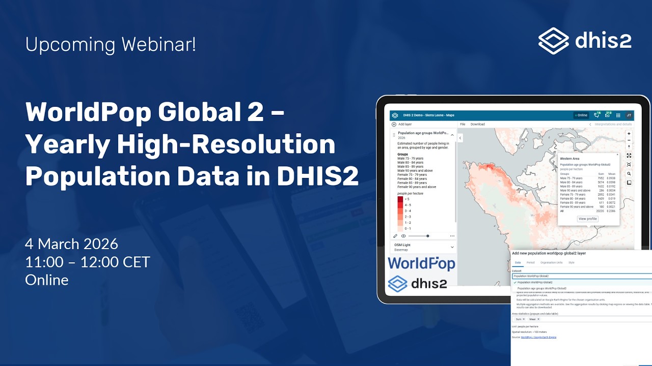Webinar:  WorldPop Global 2 – Yearly High-Resolution Population Data in DHIS2
