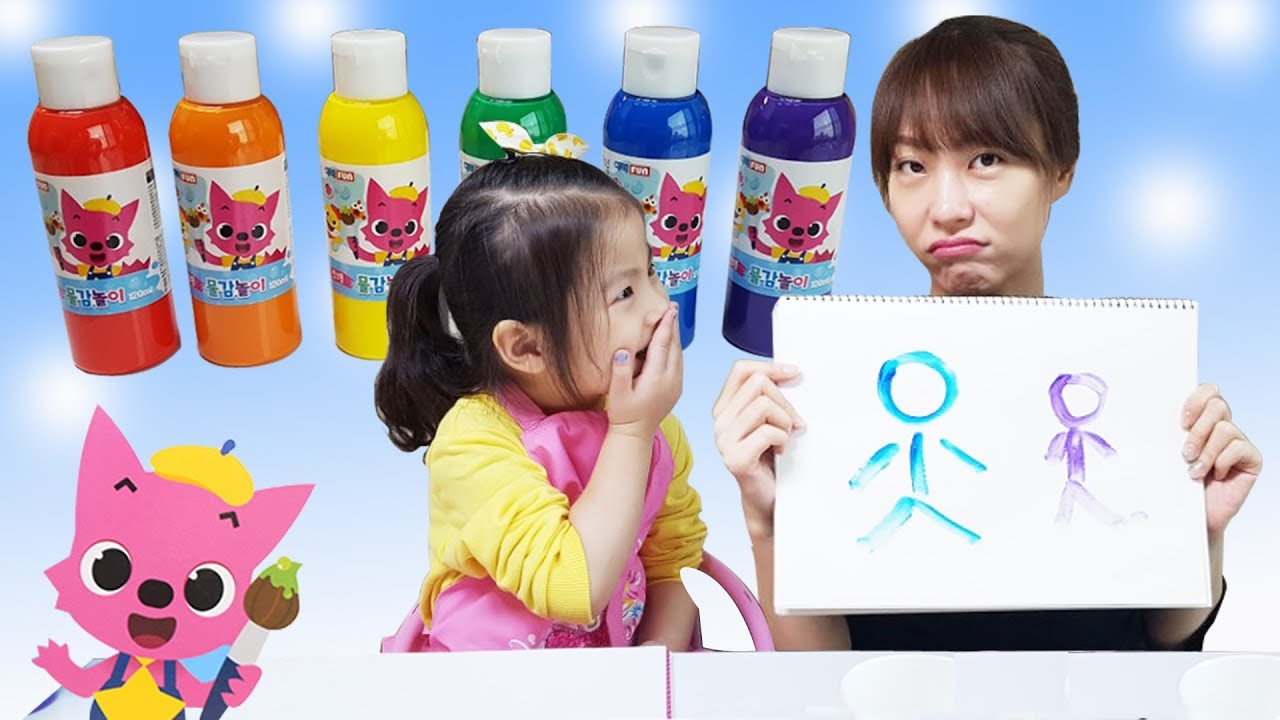 Pinkfong Paints Stamp Toy Узнать цвета Shark Family