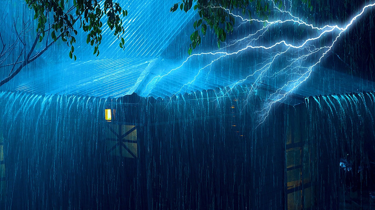 Heavy Thunderstorm Sounds for Sleeping ⚡ Torrential Rainstorm & Powerful Thunder on Stormy Night