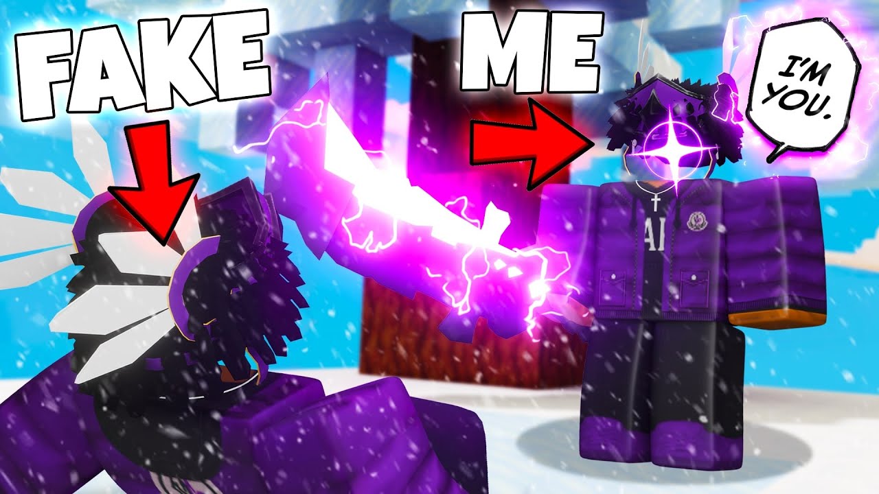 I DESTROYED a FAKE ME in ROBLOX BEDWARS...