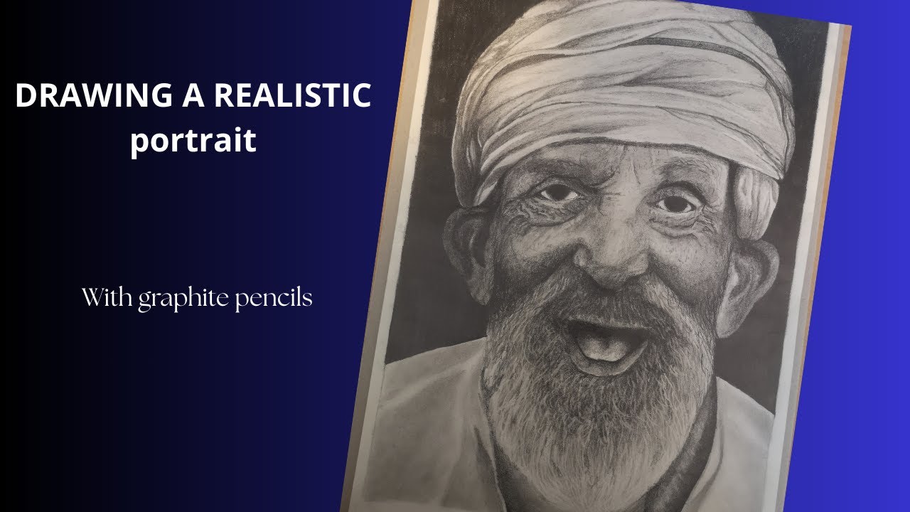 Drawing a realistic portrait of an old man - time lapse