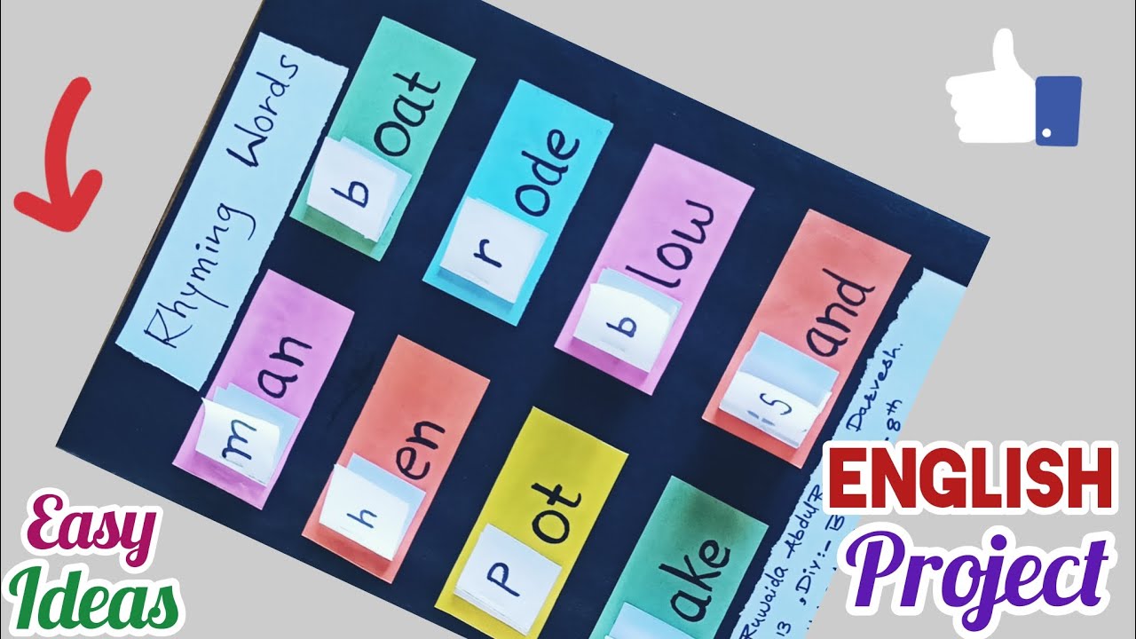 Rhyming Words English Project/ Easy English TLM Ideas/ Rhyming Words English Model Idea/ TLM Ideas