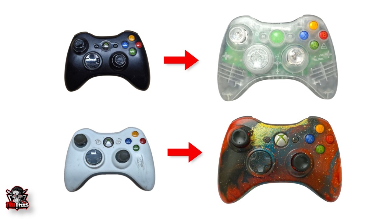 Teardown & Refurb 3 Xbox 360 Controllers | Stick Module Replacement | Hydro Dip | No Commentary