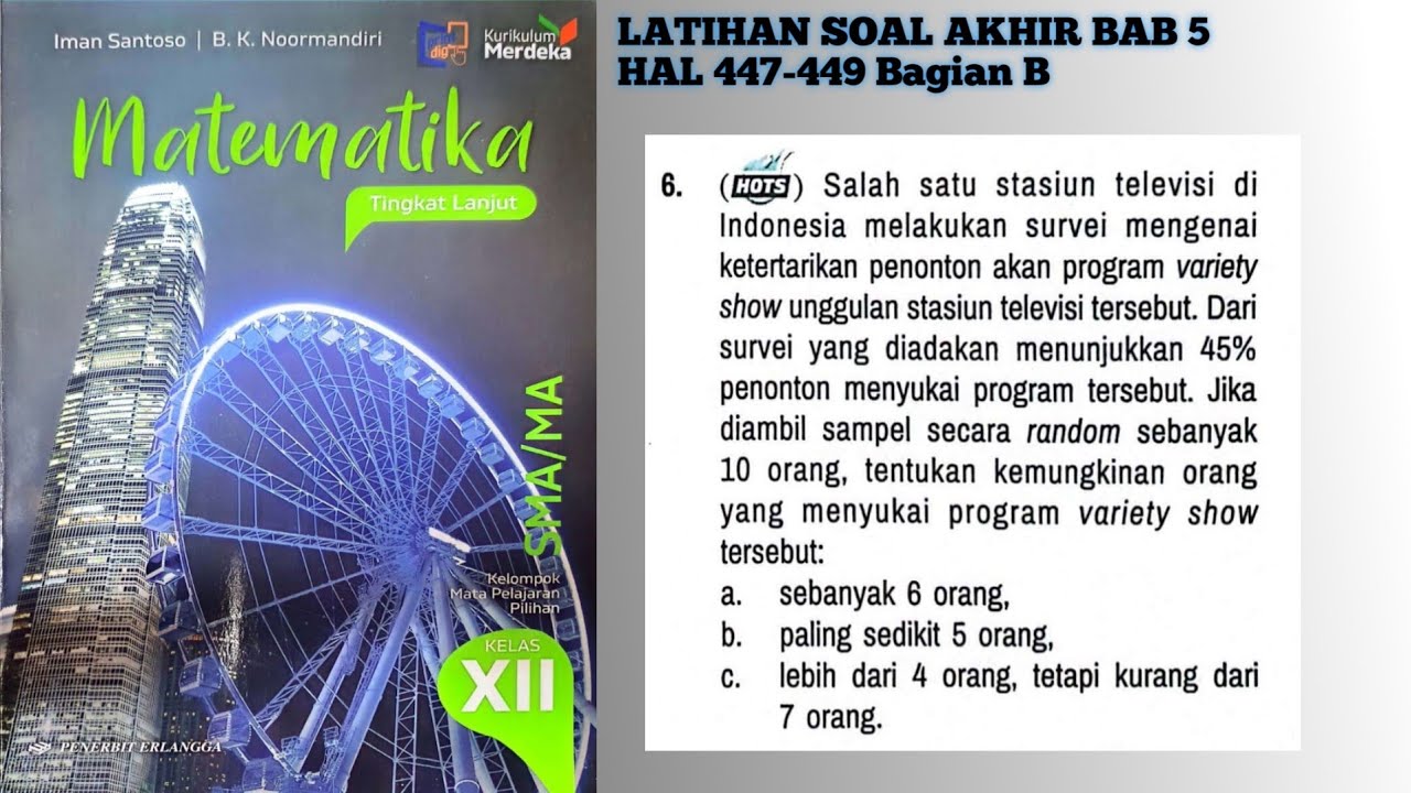 Latihan Soal Akhir Bab 5 hal 443-449 bagian B no 6 Matematika Tingkat Lanjut Kelas 12
