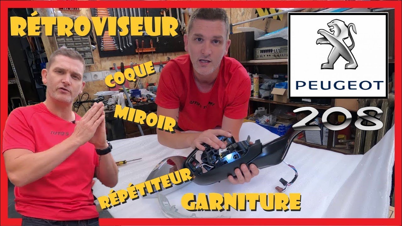 Rétroviseur PEUGEOT 208 - 2008 :  Démontage complet (coque, miroir, répétiteur, garniture)