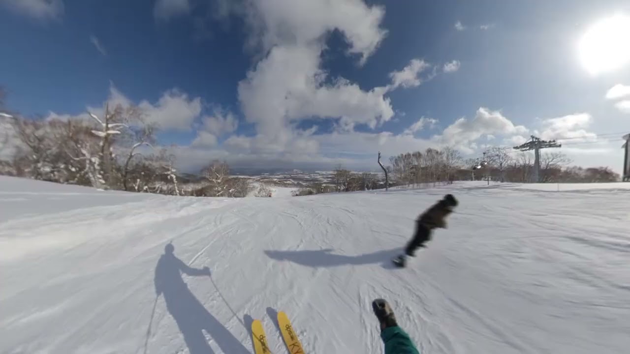 Niseko Skiing: From the Jumbo course, via the parallel course to the Hanazono area.