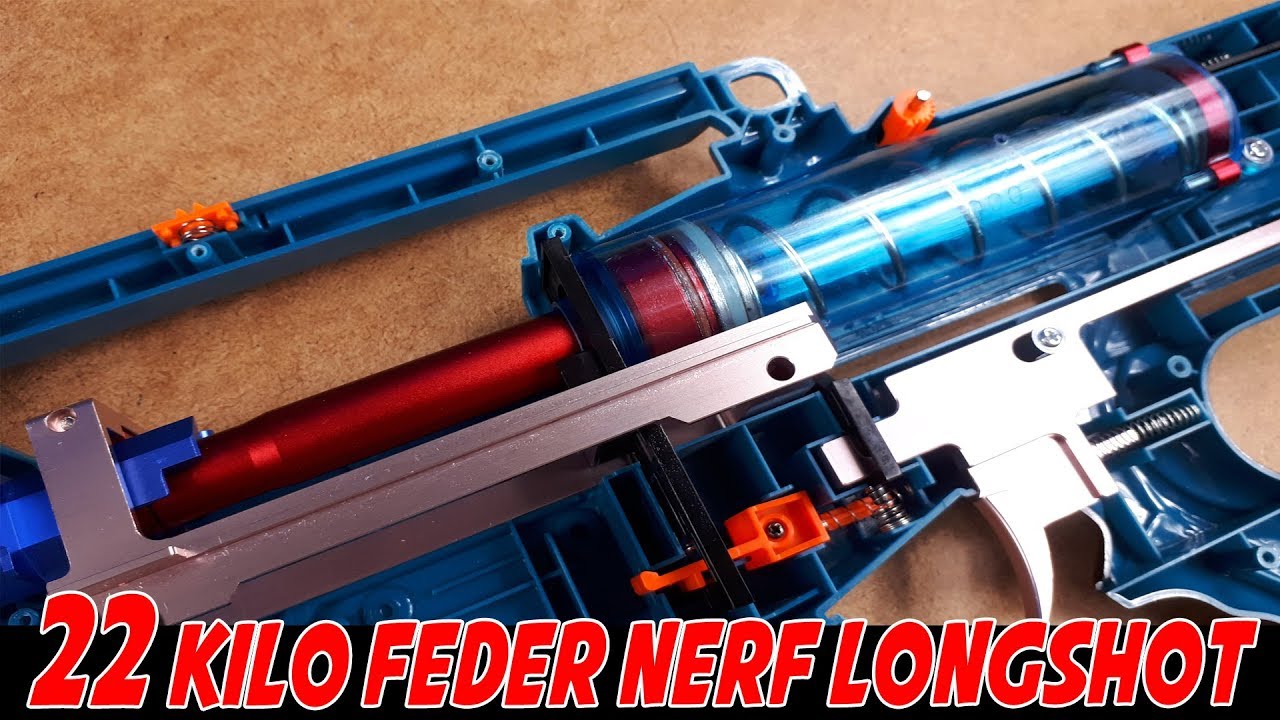 EINBAU 22 KILO FEDER IN NERF LONGSHOT [Anleitung + 40 Meter Schusstest]