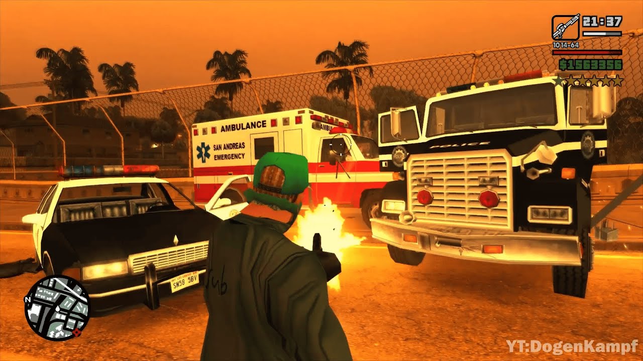 GTA San Andreas - Ballas gang House Shootout +  Wanted Level 6 Escape