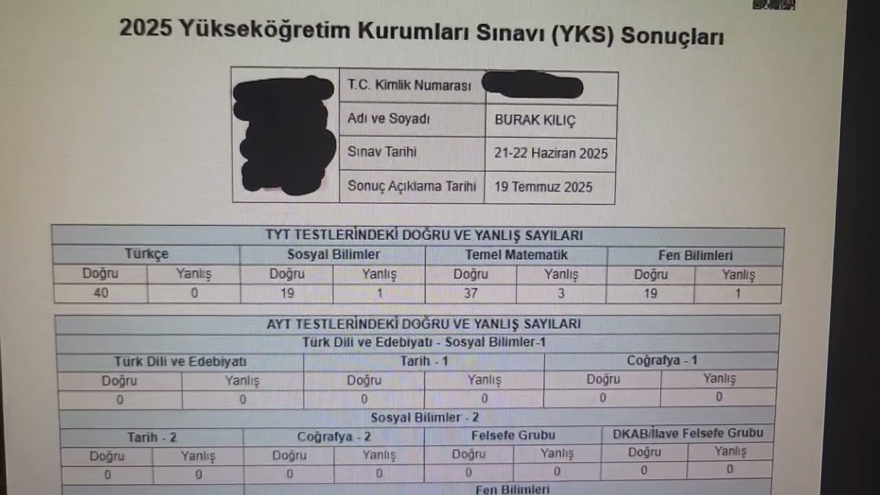 İLK 1000 GELDİ Mİ? YKS 2025 SONUCUM