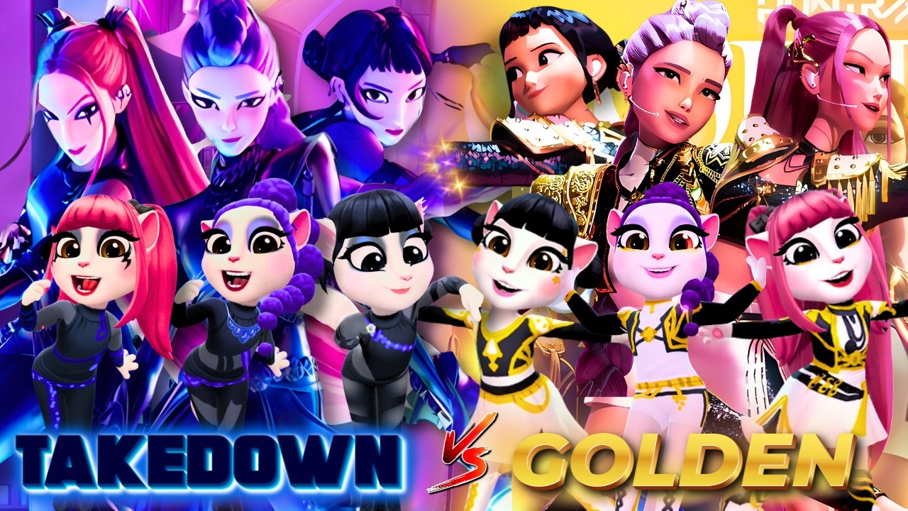 😈✨ TAKEDOWN 🆚 GOLDEN KPOP DEMON HUNTERS ➕ ANGELA 2 | HUNTRIX | COSPLAY MAKEOVER