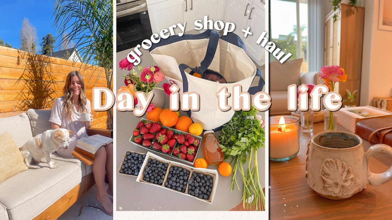 SPRING DAY IN THE LIFE | healthy grocery shop + haul, easy quick meal ideas!