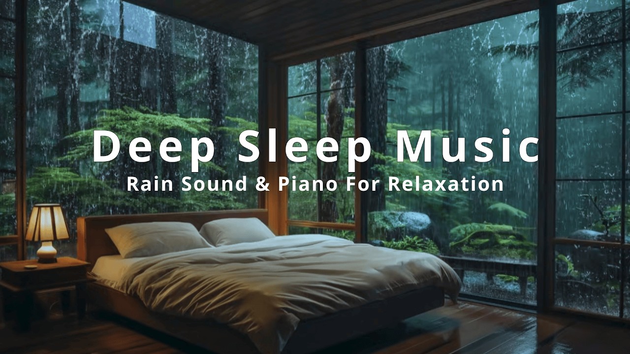 Deep Sleep Piano Music 🌙 Soft Rain Sounds in a Cozy Bedroom | Sleep Fast & Stay Asleep