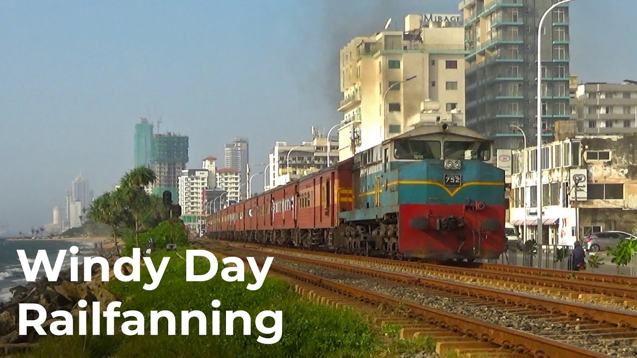 Windy Day Railfanning near the Beach in Sri Lanka