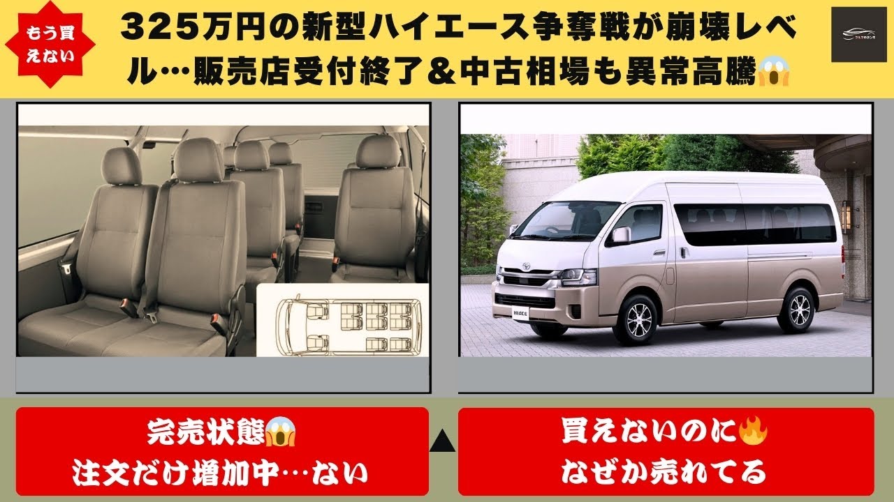 【市場崩壊⚠️】325万円の新型ハイエースが消えた…完売後も注文殺到する前代未聞の状況【クルマのホンネ】#自動車ニュース 最新 #新型車両