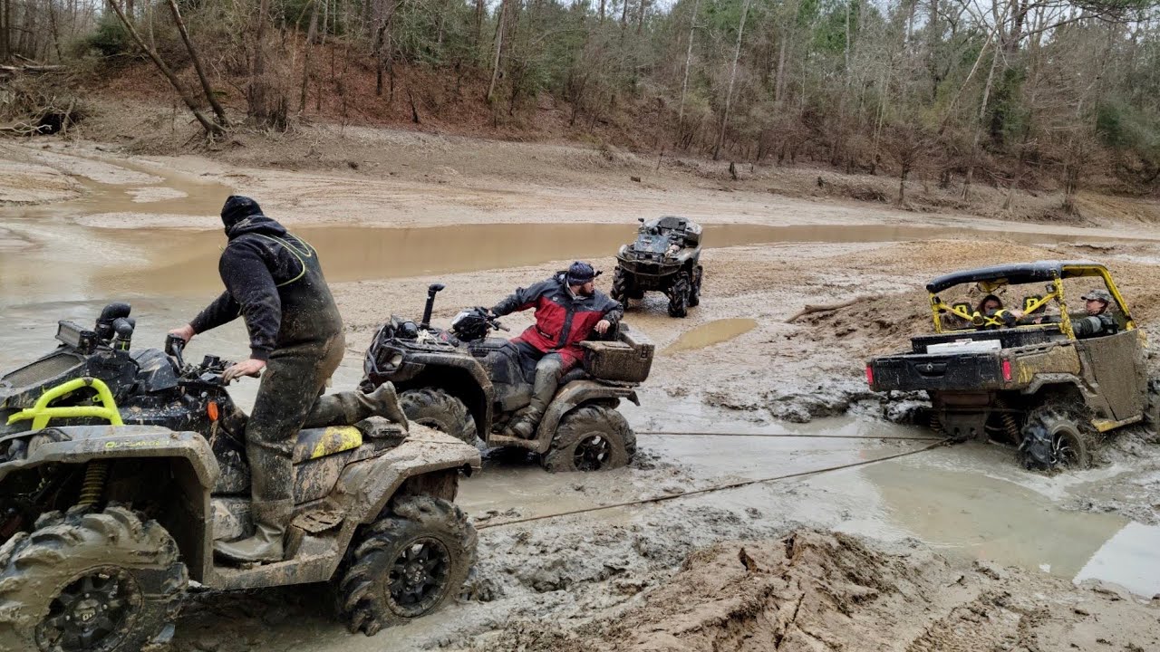 Trying To Unstick A Stuck Can-Am Defender XMR With ATVs