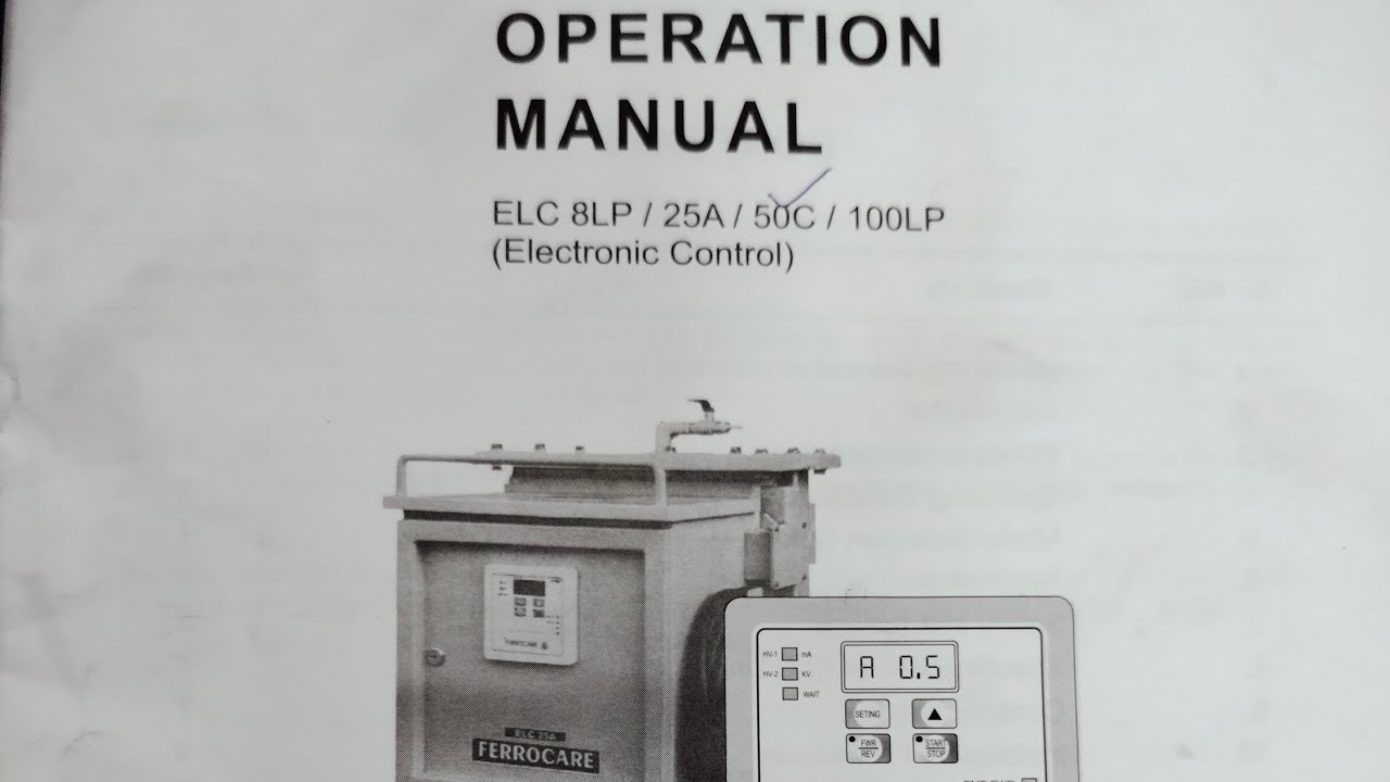 FERROCARE OIL FILTER MACHINE MANUAL. ELC 50C PDF MANUAL. @OMElectricalWork