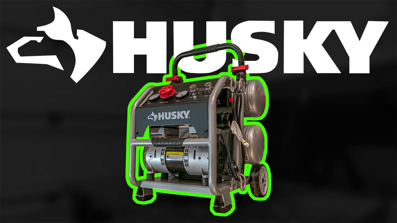 Обзор и демонстрация бесшумного воздушного компрессора Husky 4,5 галлона