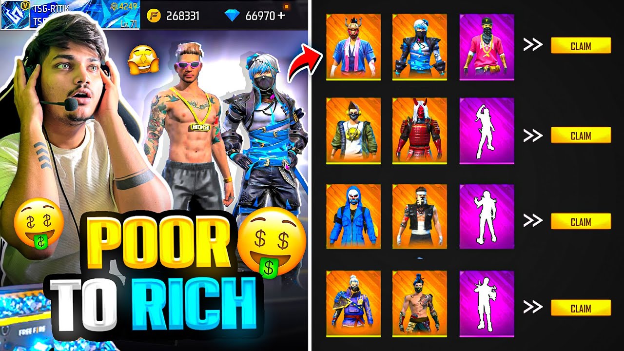 Free Fire I Made Jash Poor Id Rich In 10 Mins Spending 50,000 Diamonds😍💎 -Garena Free Fire