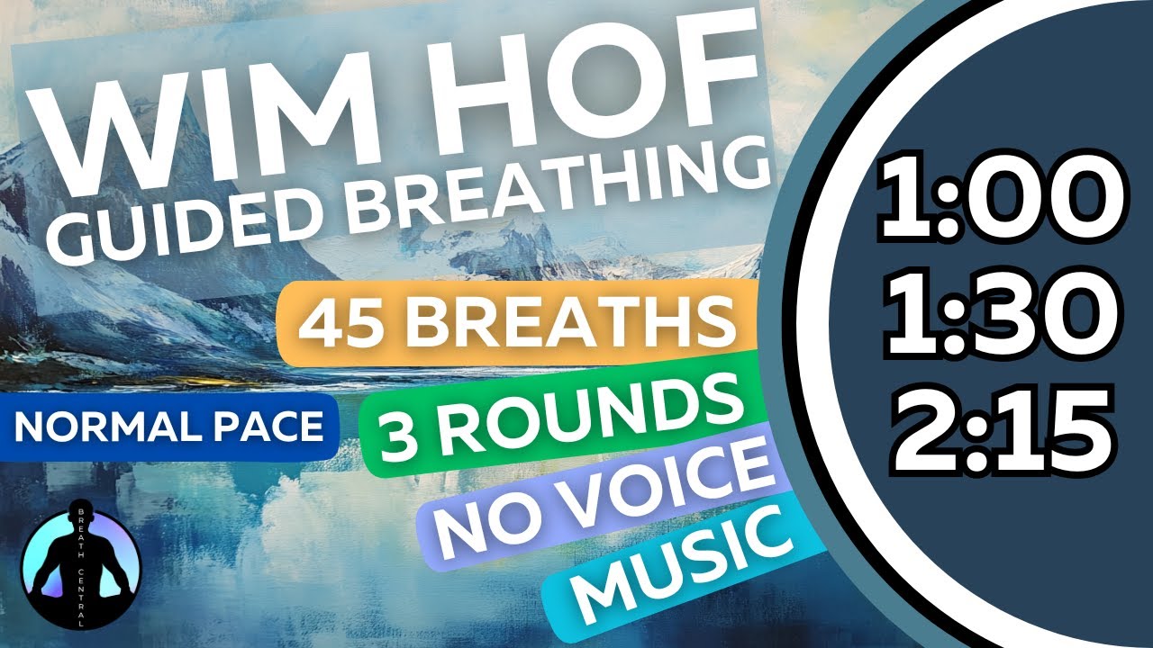 WIM HOF Guided Breathing | 45 Breaths 3 Rounds Normal Pace | Up to 2:15min | No Voice