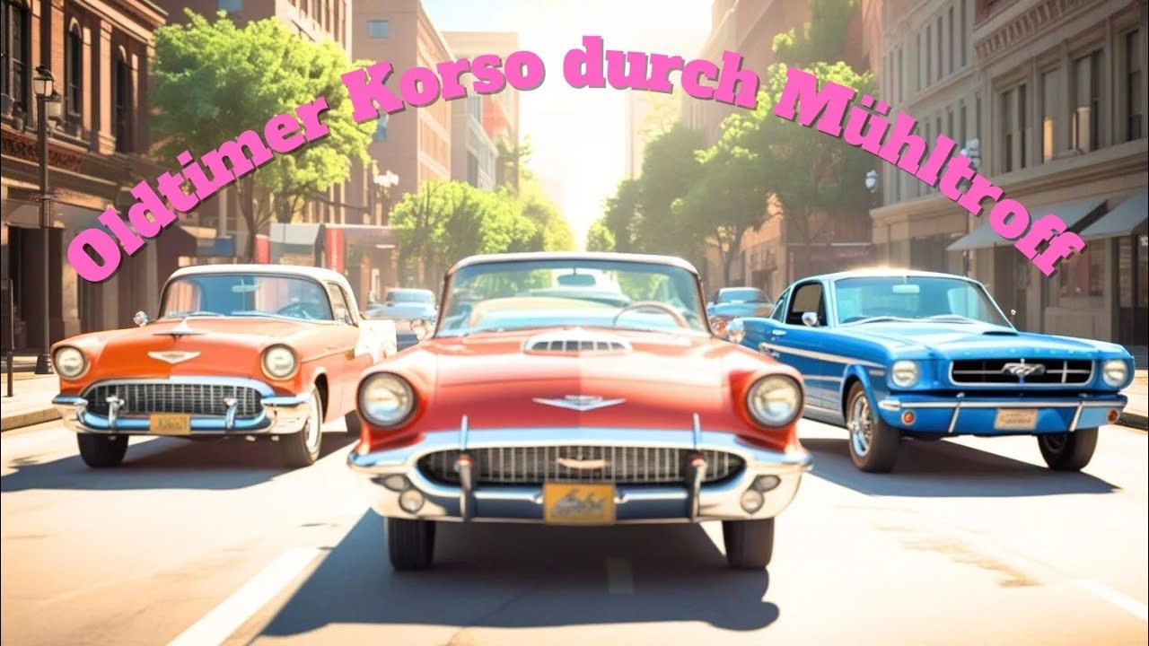 Oldtimer Auto  Korso  in M&uuml;hltroff mit Fahrt zum Markt 2018