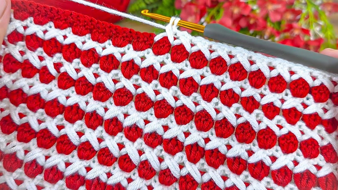 Wonderful👌 Red & White Harmony Crochet Design I Easy Step-by-Step Tutorial #crochet #knitting 