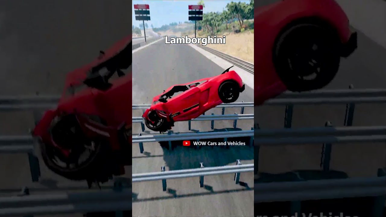 Cars vs 10 GuardRail  😂😂😂 #shorts | BeamNG.Drive