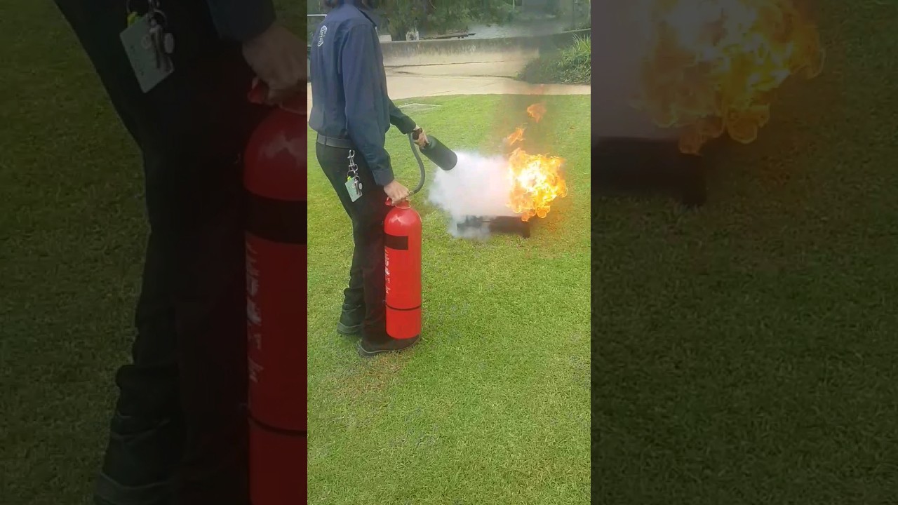carbon dioxide fire extinguisher in use