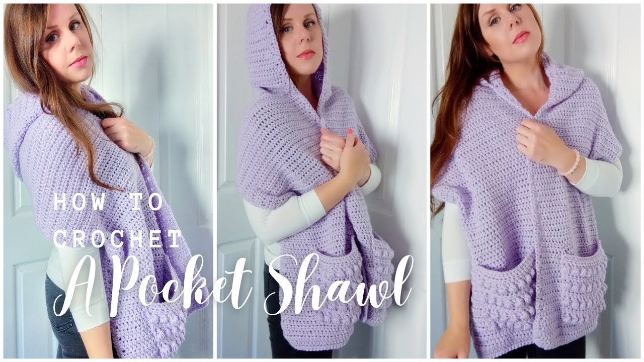 CROCHET LAVENDER POCKET SHAWL WITH A HOOD | Easy Pocket Scarf Tutorial For Beginners & Pattern