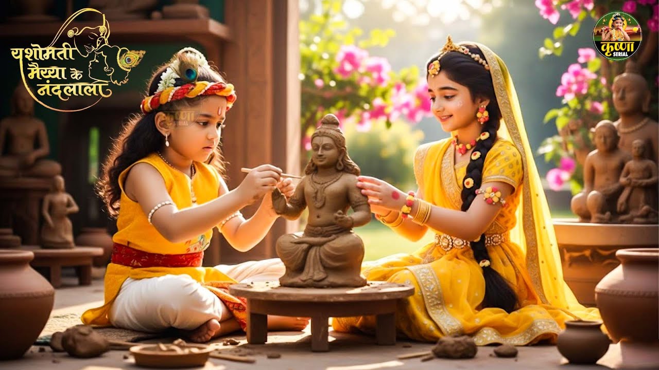श्री कृष्णा लीला - नन्हे कान्हा और प्यारी राधा मिलकर बनाई एक मीठी की मूर्ति - YMKN | Radhe Radhe