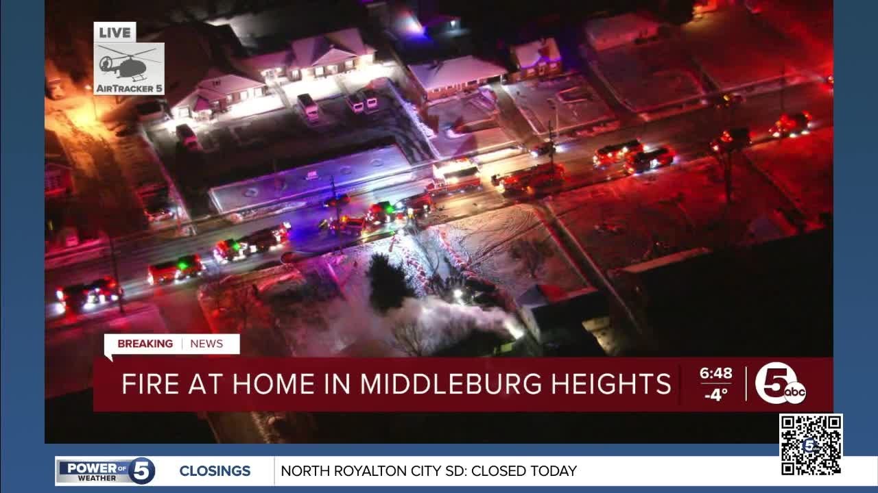 Crews battle fire in frigid temperatures in Middleburg Heights