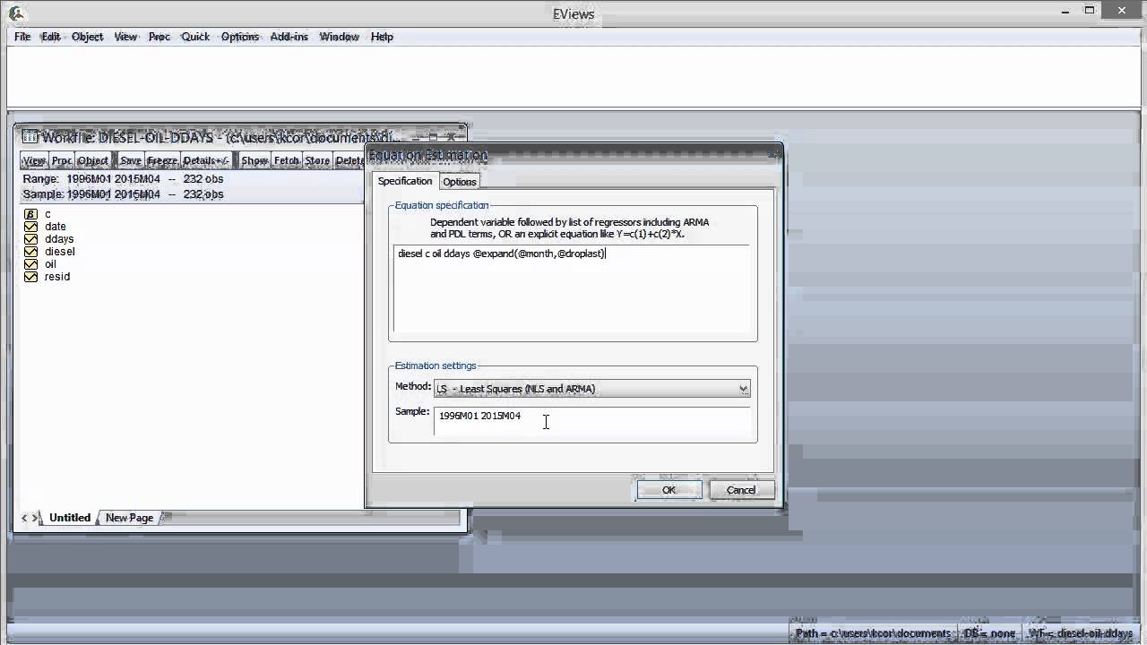 How to Run a Regression Using EViews (EViews 8.1)