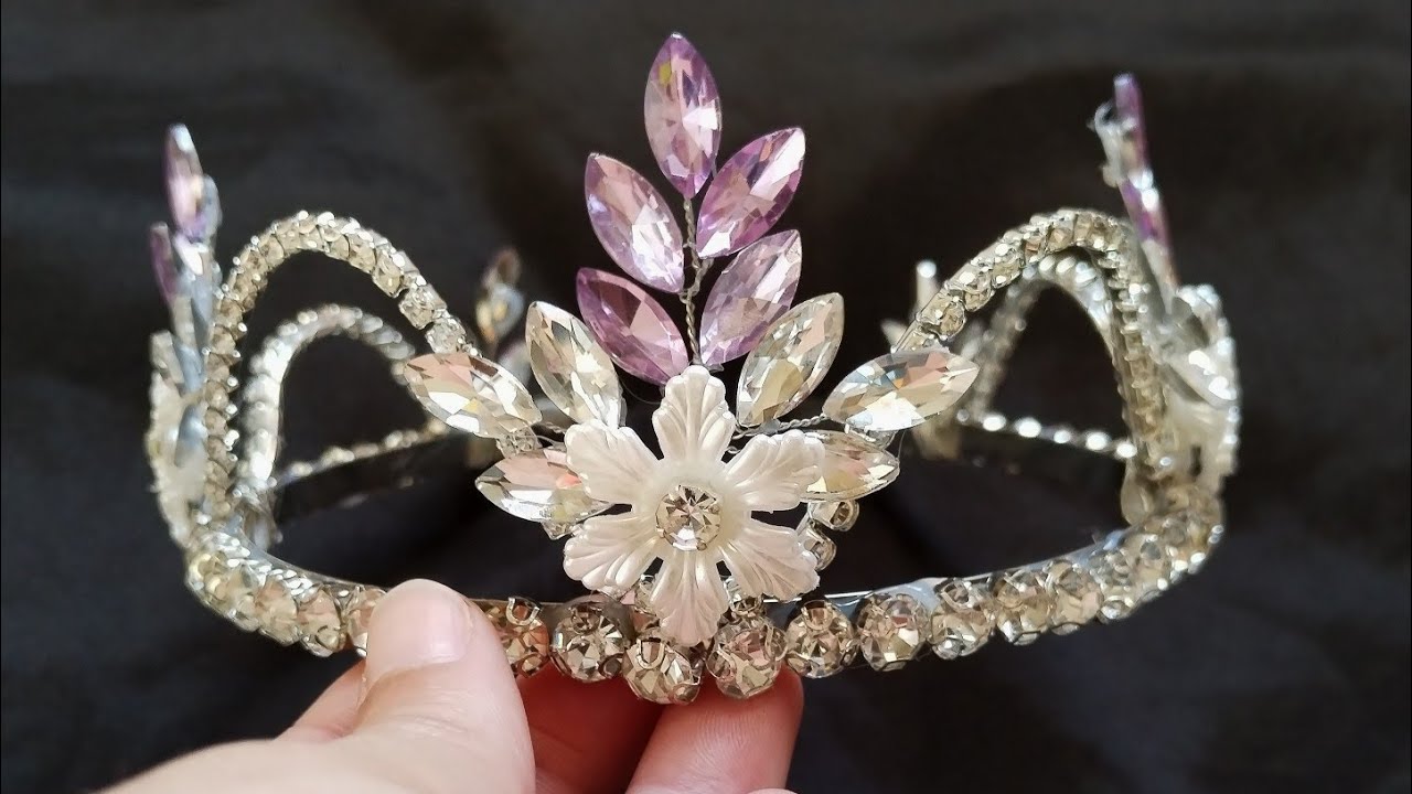 طريقة عمل تاج من الكريستال /hair accessories/Bridal crown/crystal crown/ Kristal tasli tac yapimi