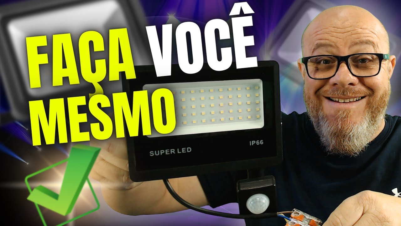 Como ligar REFLETOR de LED com SENSOR DE PRESENÇA - Holofote