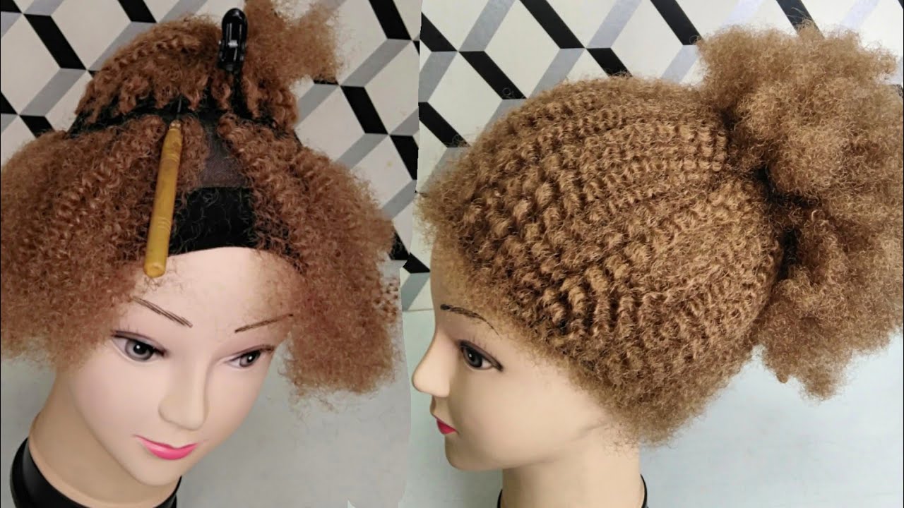 DIY: Afro Kinky Updo Natural Hair Crochet Wig Tutorial Using Expression Ceres