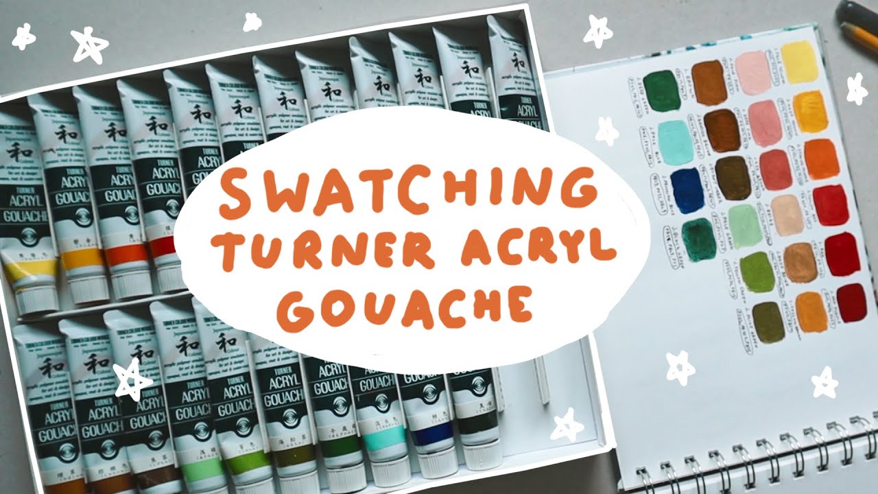 Swatching used TURNER JAPANESQUE ACRYLA GOUACHE 24? colour set. Cozy and calm talk about colours. :)