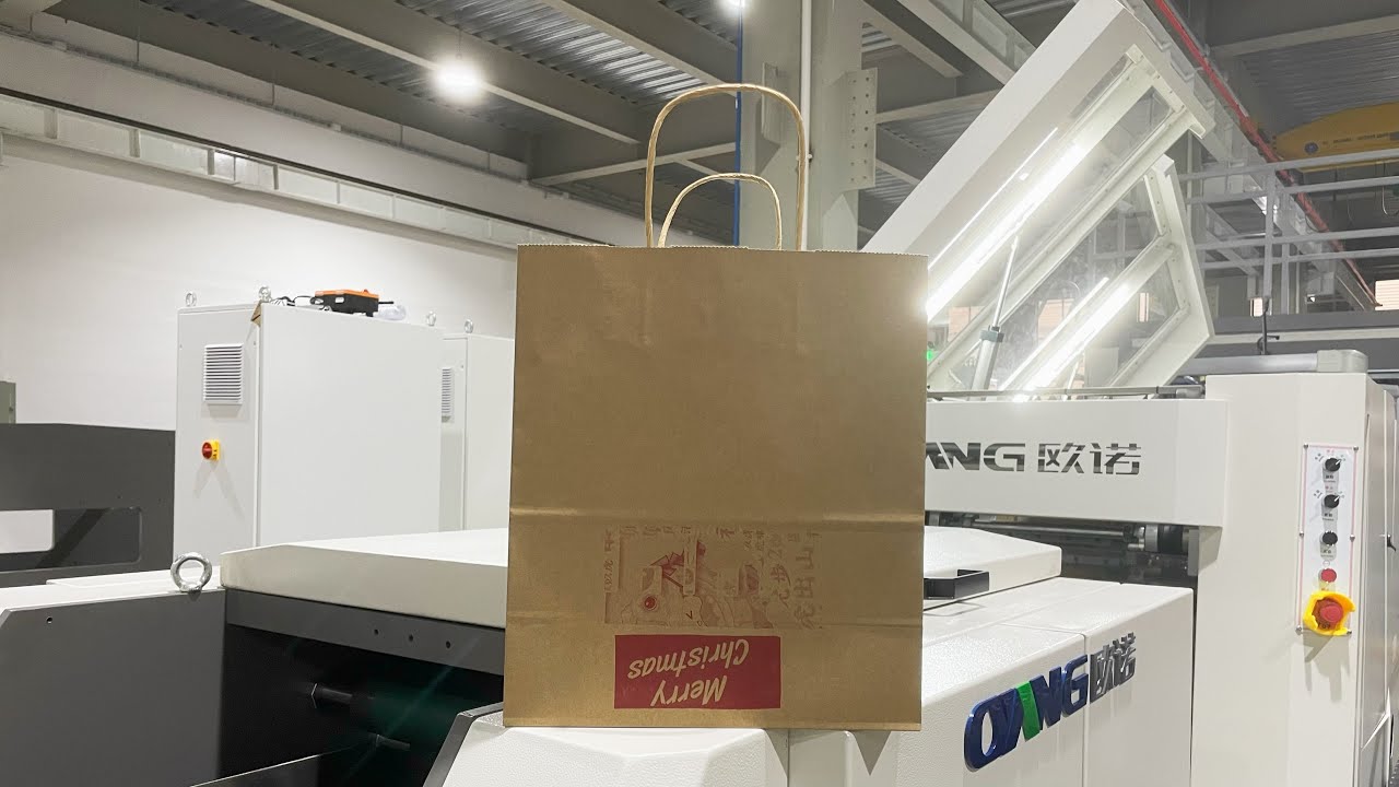 One color printing online !! Shopping bag Automatic Paper bag making machine with twist handle  A330