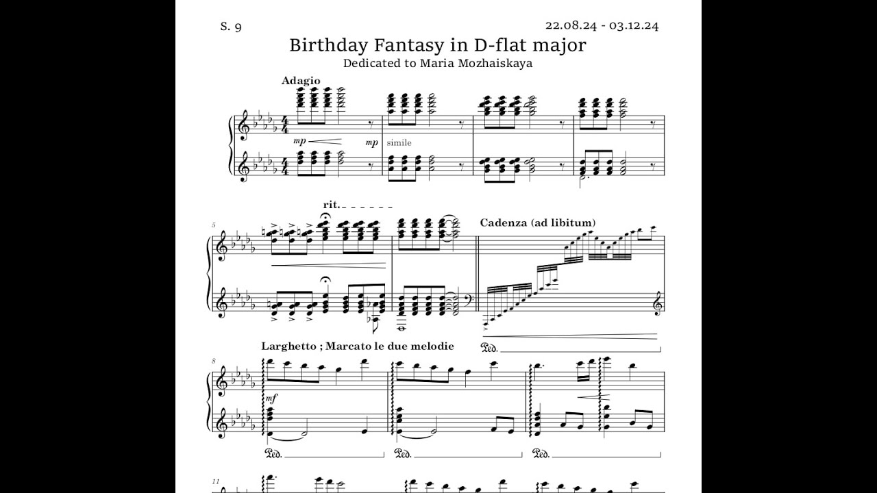 Birthday Fantasy in D-flat major S.9