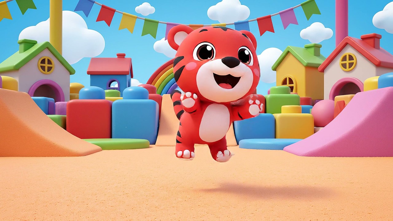 Cinco Pequeños Tigres de Juguete Rugen | Rimas Infantiles y Canciones de Acción