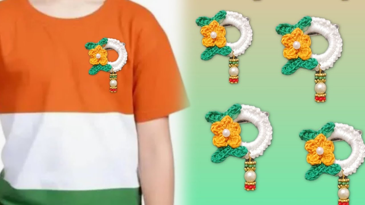 Republic Day Special 🇮🇳Tricolour Crochet Brooch| Handmade Crochet Brooch Tutorial For Beginners #new