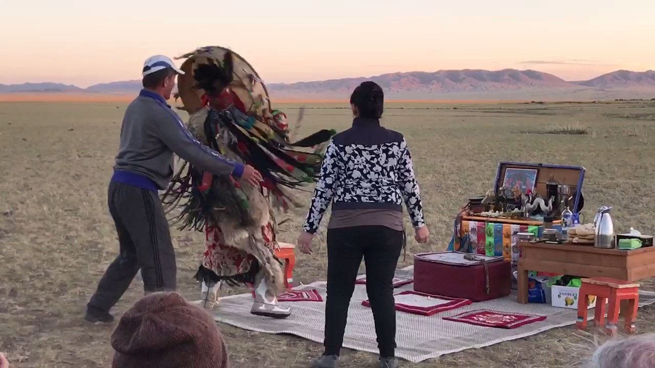Shaman ritual at Three Camel Lodge, Gobi Mongolia