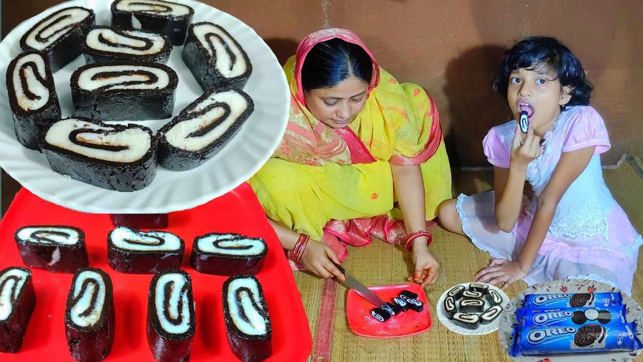 মাত্র 10 টাকার ওরিও বিস্কুট দিয়ে সুইস রোল কেক বানানোর সবচাইতে সহজ পদ্ধতি, 😲 Oreo biscuit roll cake