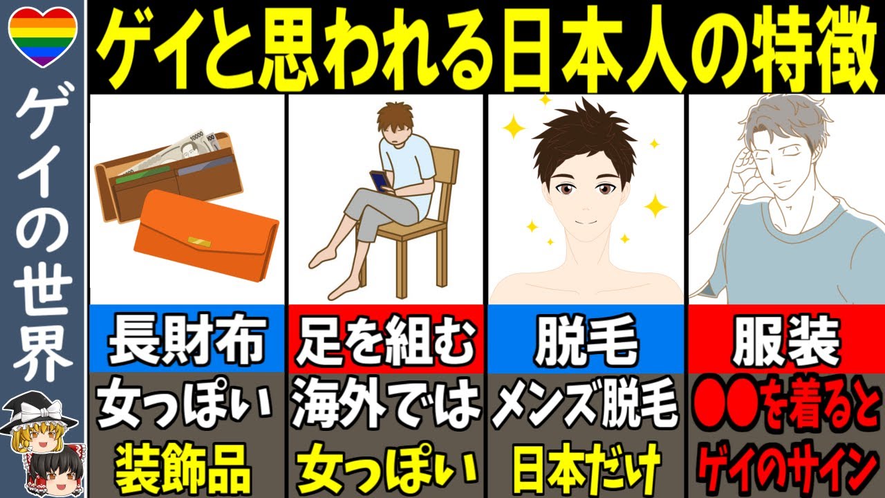 【衝撃】海外で確実にゲイと思われる日本人の特徴10選【ゆっくり解説】