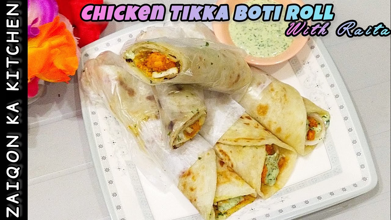 Chicken Tikka paratha roll with super yummy chutney raita 😍 how to make Tikka boti roll recipe ❤️