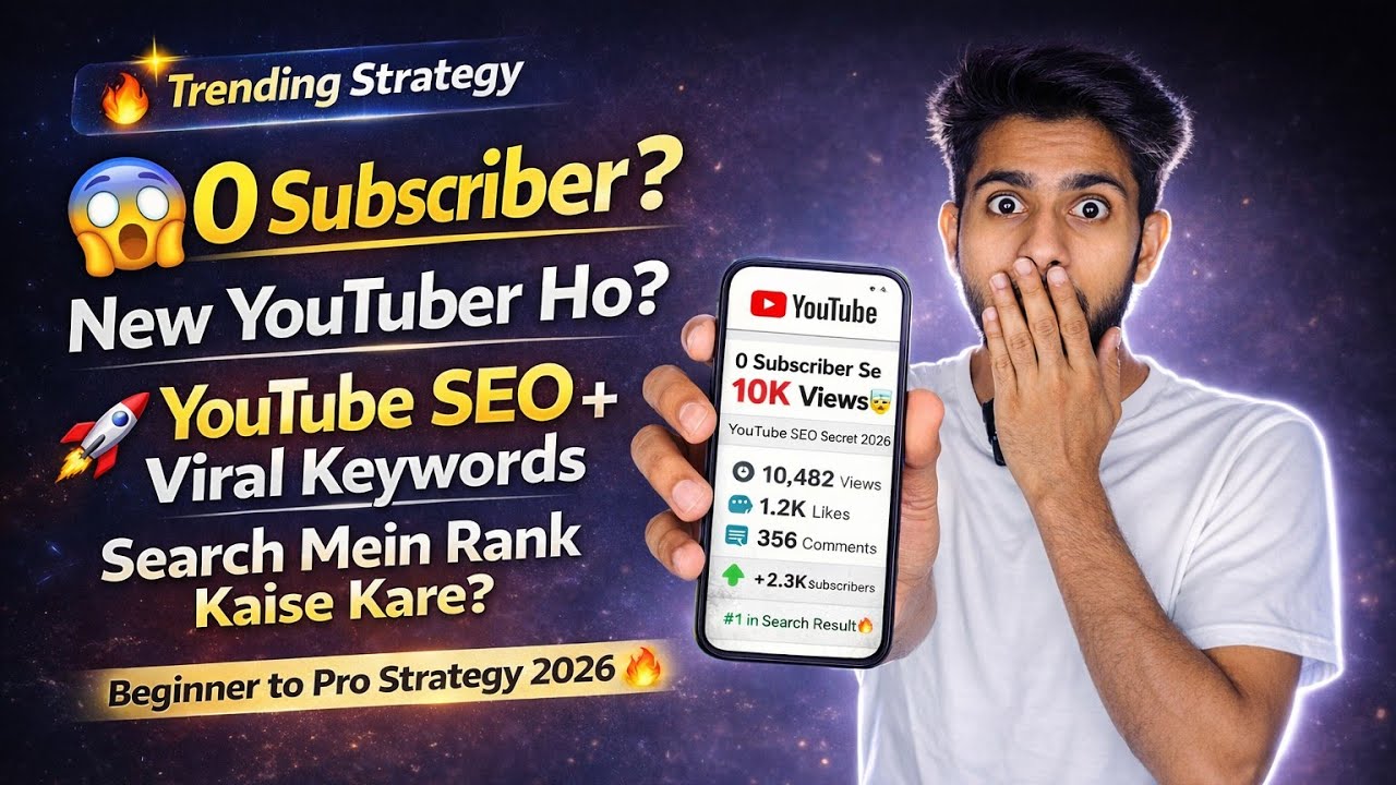 New YouTuber? 0 Subscriber Problem 😨 Best SEO Keywords, Title & Tags Strategy 2026 🔥