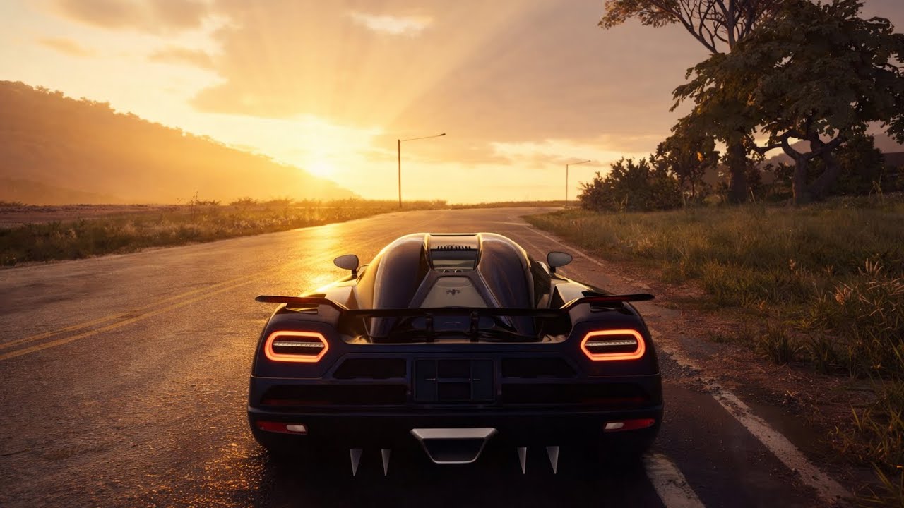 Koenigsegg in Huawei || Beautiful sunset in mountains 