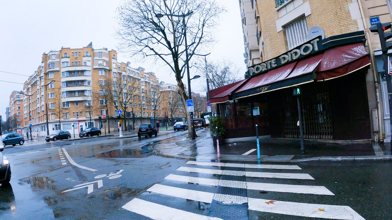 Paris, France on rainy day _ Porte de Vanves, Plaisance neighborhood  _  [ 4K ]