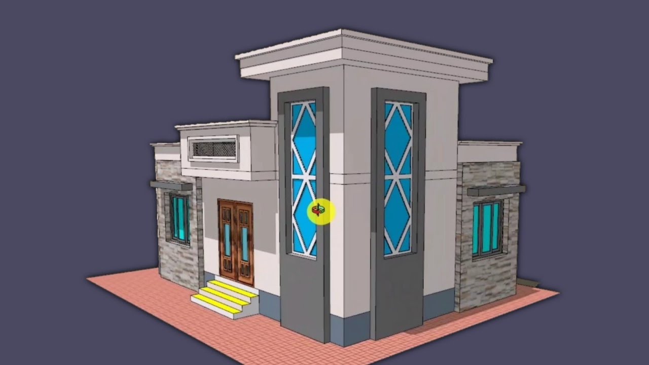 Indianstyle Simple Village Home Plan | 2 Bedroom House 3d Design with Simple Elevation