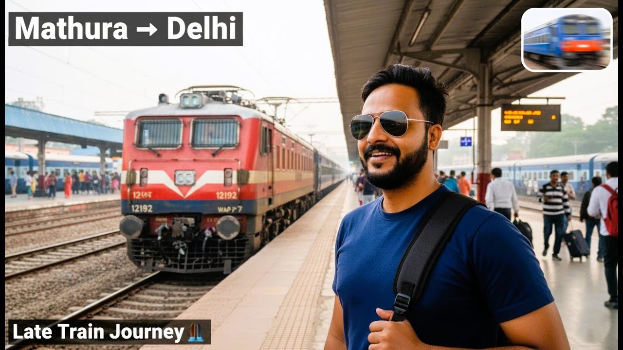 Mathura to Delhi Train Journey 🚆 | 12192 Shridham SF Express | मथुरा से दिल्ली लेट ट्रेन का सफर